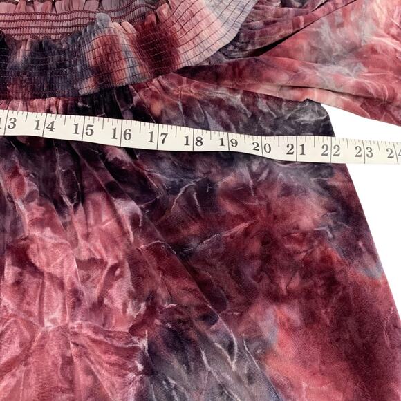 AE Outfitters Y2K Top Women's Large Off-Shoulder Watercolor Rock Concert Velvet - Picture 6 of 7